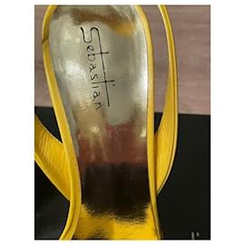 Sebastian-SEBASTIAN sandales en cuir jaune n. 37.5,-Jaune