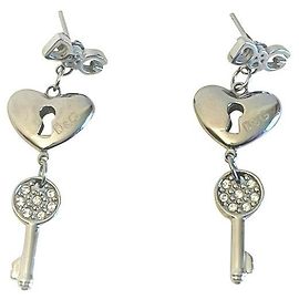 Boucles d'oreilles en acier DOLCE & GABBANA avec cœur connecté et "clé du bonheur" Argenté