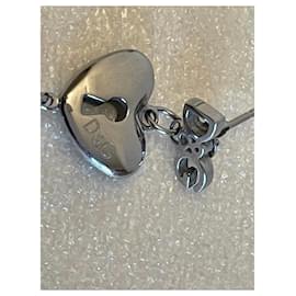 Dolce & Gabbana-DOLCE & GABBANA steel earrings with logged heart and "key to happiness"-Silvery