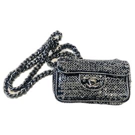 Chanel Mini-Paillettentasche mit Klappe, selten! Silber Silber Hardware