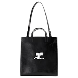 Courreges-Heritage Naplack Shopper Bag - Courreges - Leather - Black-Black
