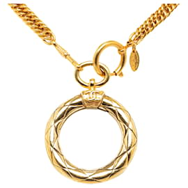 Chanel-Chanel Gold Vergoldete, gefütterte Halskette mit Lupen- und Lupenanhänger-Golden