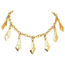 Chanel-Chanel Gold CC Tie Charm Necklace-Golden