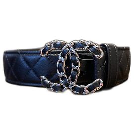Chanel Belts Black Silver hardware