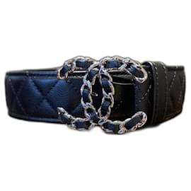 Chanel-Cinturones-Negro,Hardware de plata