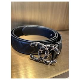 Chanel-Cinturones-Negro,Hardware de plata