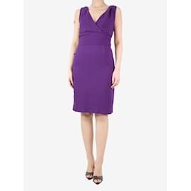 Christian Dior-Purple V-neckline belted dress - size UK 10-Purple