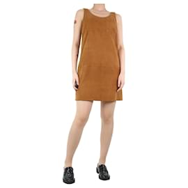 Autre Marque-Rust brown sleeveless suede pocket dress - size UK 10-Brown