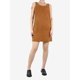 Autre Marque-Rust brown sleeveless suede pocket dress - size UK 10-Brown