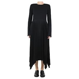 Joseph-Black asymmetric pleated midi dress - size UK 10-Black