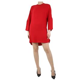 Valentino-Robe à manches évasées en soie rouge - taille UK 8-Rouge