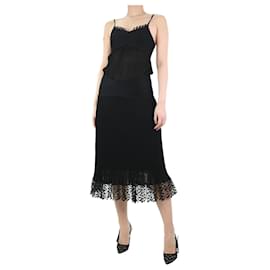 Chanel-Schwarzes Kleid mit Spitzenbesatz – Größe UK 10-Schwarz