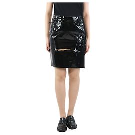 Tom Ford Schwarzer Lacklederrock – Größe UK 8 Schwarz