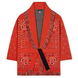 Alanui Cardigan jacquard bandana Nero Rosso