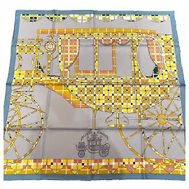 Hermès Scottish stroll silk twill square . 100 % hand-rolled silk. Handmade in France Light blue