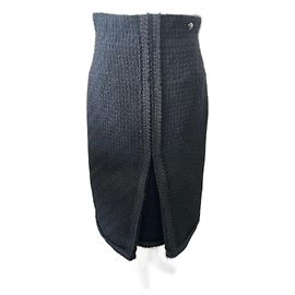 Chanel Skirt Black Wool Braid Detailing EU40 Black