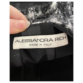Alessandra Rich-Alessandra Rich Bustier de tweed a cuadros de lana negra-Negro