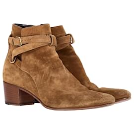 Saint Laurent-Saint Laurent Jodhpur Ankle Boots in Brown Suede-Brown