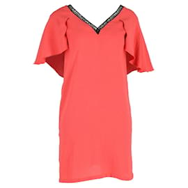 Maje-Kleid mit flatternden Ärmeln von Maje Rysandre aus rotem Polyester-Pink