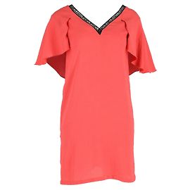 Maje Rysandre Flutter-Sleeve Dress in Red Polyester Pink