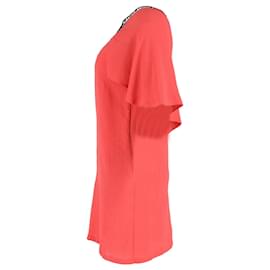Maje-Kleid mit flatternden Ärmeln von Maje Rysandre aus rotem Polyester-Pink