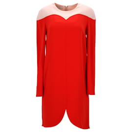 Stella Mc Cartney-Stella McCartney Sweetheart Neckline Detail Dress in Red Rayon-Red