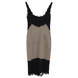 Diane Von Furstenberg-Diane Von Furstenberg Lace-Trimmed Sleeveless Dress in Multicolor Wool-Other,Python print