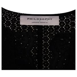 Philosophy di Lorenzo Serafini-Philosophy Di Lorenzo Serafini Eyelet Open Jacket in Black Viscose-Black