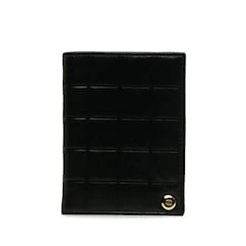 Chanel-Estojo para cartão de colcha quadrada-Preto