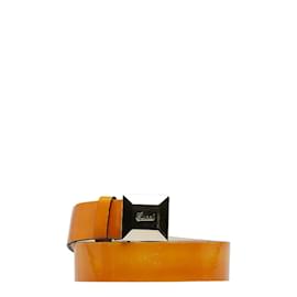 Gucci-Ledergürtel mit quadratischer Schnalle 196830-Gelb