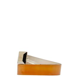 Gucci-Cinturón de piel con hebilla cuadrada 196830-Amarillo