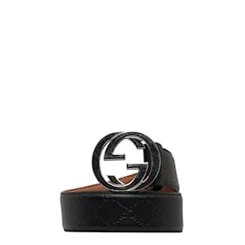 Gucci-Cintura in vita con doppia G intrecciata con firma GG 480199-Nero