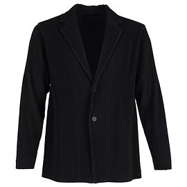 Homme Plissé Issey Miyake Plissé Single-Breasted Blazer in Black Polyester Black