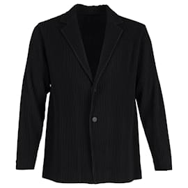 Issey Miyake-Homme Plissé Issey Miyake Plissé Single-Breasted Blazer in Black Polyester-Black