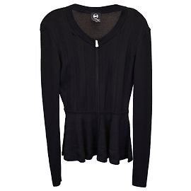 MCQ by Alexander McQueen Peplum-Cardigan mit Reißverschluss aus schwarzer Viskose Schwarz