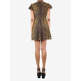 Saint Laurent-Brown ruffled leopard print mini dress - size UK 6-Brown