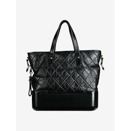 Chanel-Chanel noir 2017 sac cabas en cuir d'agneau à trois détails métalliques-Noir