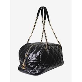Chanel-Black 2020 patent leather bowling bag-Black