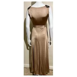 Jenny Packham-Golden evening gown with diamonte embelishment-Golden,Bronze
