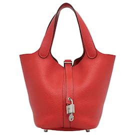 Hermès-Hermès Serrure Picotin Clémence Rouge 18 Sac à main-Rouge