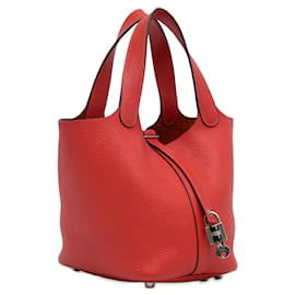 Hermès-Hermes Red Clemence Picotin Lock 18 handbag-Red