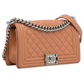 Chanel-Chanel Brown Medium Caviar Boy Flap Bag-Braun,Beige