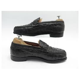 JM Weston-JM WESTON LOAFERS 180 8E 42 wide 42.5 OSTRICH LEATHER LOAFERS-Black