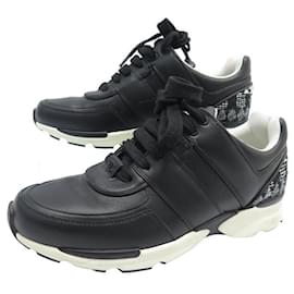 Chanel-NEW CHANEL SHOES CC TRAINER G SNEAKERS31711 37.5 BLACK SNEAKERS-Black