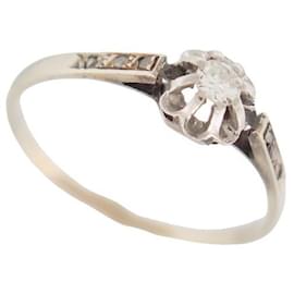 Autre Marque-BAGUE SOLITAIRE TAILLE 52 7 DIAMANTS 0.14CT OR BLANC 18K 1.3GR GOLD RING DIAMOND-Argenté