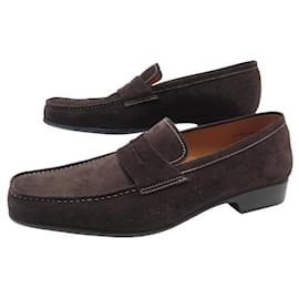 JM Weston-JM WESTON SHOES 625 Church´s Loafers 7.5D 41.5 BROWN SUEDE LOAFERS SHOES-Brown