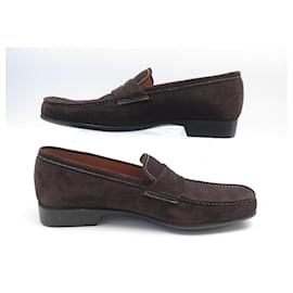 JM Weston-JM WESTON SHOES 625 Church´s Loafers 7.5D 41.5 BROWN SUEDE LOAFERS SHOES-Brown