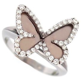 ANELLO FARFALLA MESSIKA IN ORO BIANCO 18k diamanti 0.27 CT T 52 anello d'oro Argento