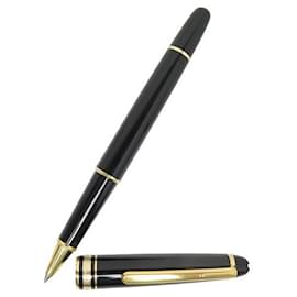 Montblanc-MONTBLANC MEISTERSTUCK ROLLERBALL CLASSIC GOLD RESIN MB PEN132457 PEN-Black
