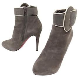 Christian Louboutin-NEW CHRISTIAN LOUBOUTIN TROTTINETTE ANKLE SHOES 120 38.5 SHOES-Grey